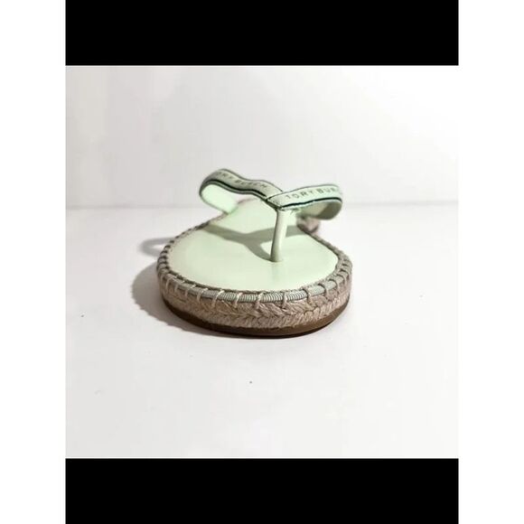 NWT TORY BURCH Womens Green Jute Sole Logo Round Toe Slip On Flip Flop Sandal 7 - Picture 4 of 5